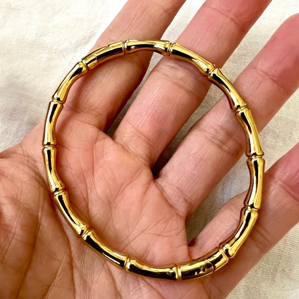 Vintage Bamboo Style Stainless Steel Gold Overlay Bracelets - Picture 2 of 10